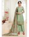 Green Heavy Embroidered Designer Palazzo Suit