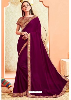 Purple Party Wear Vichitra Silk Saree