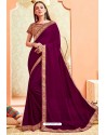 Purple Party Wear Vichitra Silk Saree