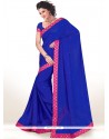 Magnificent Blue Lace Work Faux Chiffon Casual Saree