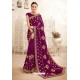 Purple Sana Silk Partywear Embroidered Saree