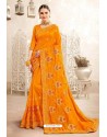 Yellow Sana Silk Partywear Embroidered Saree