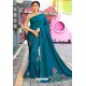 Teal Blue Designer Sana Silk Party Wear Saree