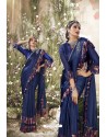 Navy Blue Latest Party Wear Imported Lycra Saree