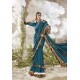 Teal Blue Latest Party Wear Imported Lycra Saree