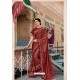 Maroon Designer Fancy Party Wear Lycra Saree