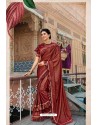 Maroon Designer Fancy Party Wear Lycra Saree