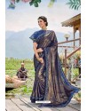 Navy Blue Designer Fancy Party Wear Lycra Saree