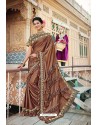 Brown Designer Fancy Party Wear Lycra Saree