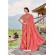 Light Red Designer Fancy Party Wear Lycra Saree