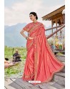 Light Red Designer Fancy Party Wear Lycra Saree