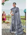 Grey Designer Fancy Party Wear Lycra Saree