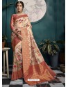 Red And Cream Designer Traditional Wear Soft Art Silk Saree