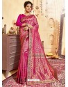 Rani Pink Designer Traditional Wear Jacquard Silk Saree