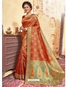 Orange Designer Traditional Wear Jacquard Silk Saree