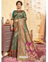 Dark Green Designer Traditional Wear Jacquard Silk Saree
