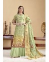 Green Designer Banarasi Jacquard Palazzo Suit