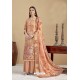Peach Designer Banarasi Jacquard Palazzo Suit
