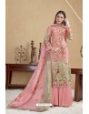 Pink Designer Banarasi Jacquard Palazzo Suit