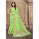 Green Linen Designer Party Wear Saree