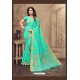 Firozi Linen Designer Party Wear Saree