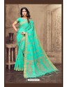 Firozi Linen Designer Party Wear Saree