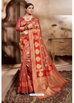 Red Cotton Silk Latest Designer Saree