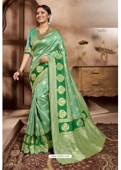 Forest Green Cotton Silk Latest Designer Saree