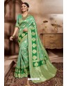 Forest Green Cotton Silk Latest Designer Saree