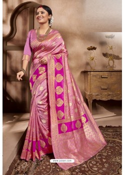 Hot Pink Cotton Silk Latest Designer Saree