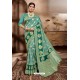 Turquoise Cotton Silk Latest Designer Saree