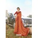 Orange Latest Designer Party Wear Silk Saree