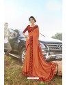 Orange Latest Designer Party Wear Silk Saree