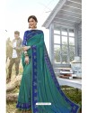 Teal Latest Designer Party Wear Silk Saree