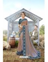 Beige Latest Designer Party Wear Silk Saree