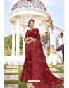 Maroon Designer Party Wear Silk Saree