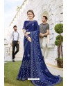 Navy Blue Designer Party Wear Silk Saree