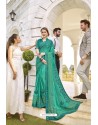 Teal Designer Party Wear Silk Saree