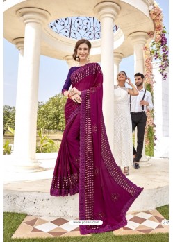 Purple Designer Party Wear Silk Saree