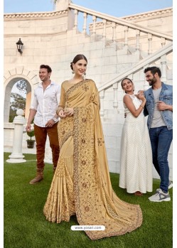 Gold Designer Party Wear Silk Saree