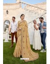 Gold Designer Party Wear Silk Saree