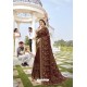 Coffee Brown Designer Party Wear Silk Saree