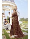 Coffee Brown Designer Party Wear Silk Saree