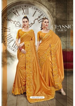 Mustard Designer Traditional Wear Saree