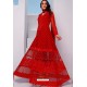 Red Butterfly Net Party Wear Designer Suit