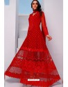 Red Butterfly Net Party Wear Designer Suit