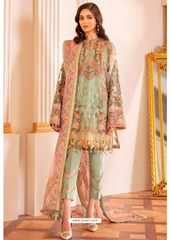 Sea Green Butterfly Net Party Wear Designer Suit