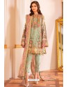 Sea Green Butterfly Net Party Wear Designer Suit