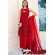 Red Butterfly Net Party Wear Designer Suit