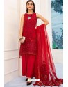 Red Butterfly Net Party Wear Designer Suit